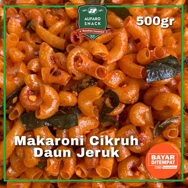 MAKARONI BANTET CIKRUH PEDAS DAUN JERUK 500 GRAM AUFARO SNACK