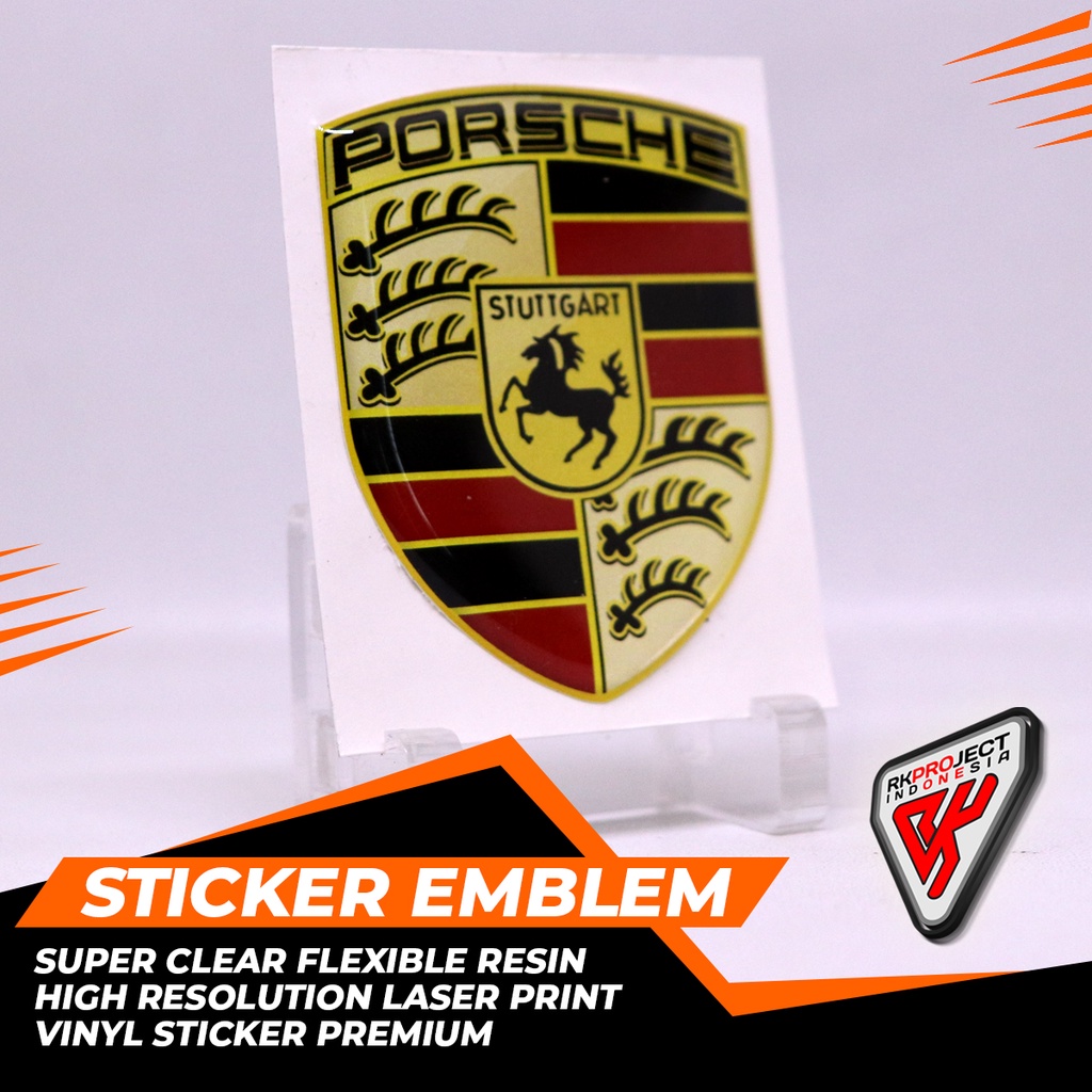 STIKER TIMBUL EMBLEM STICKER RESIN LENTUR PORSCHE