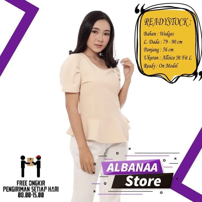 Blouse Wanita Korea Jumbo Putih Baju Atasan Wanita Terbaru Theodora