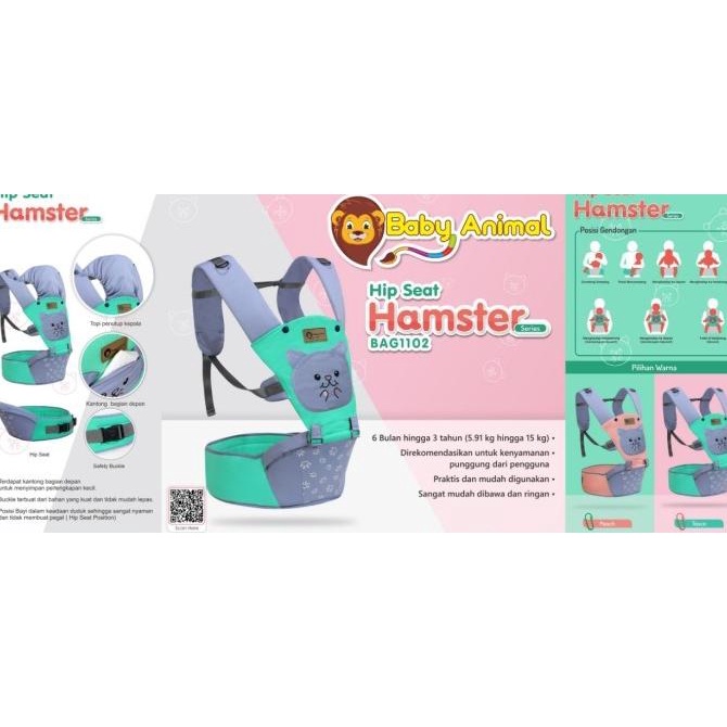 Gendongan Bayi Hipseat Baby Scots Baby Animal Hamster Bag 1102