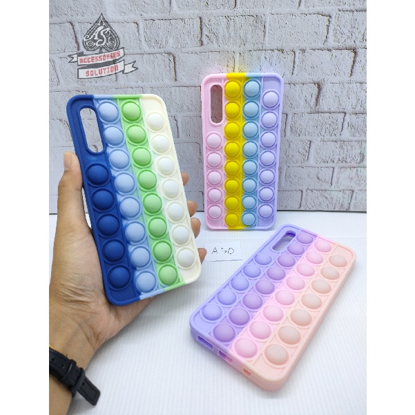 SILICONE CASE POP IT SAMSUNG A50 A50S A30S - CASE PENGHILANG STRESS PUSH IT BUBBLE CASE RAINBOW