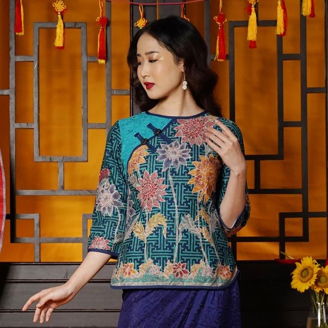 NONA RARA-Nona Encim CNY T1251,Baju kerja batik wanita modern