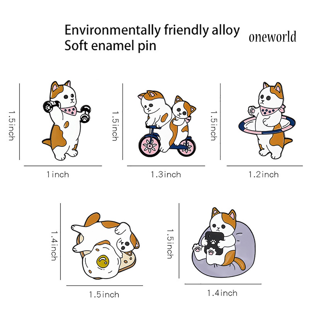 OW@ Cartoon Puppy Fitness Sports Brooch Bag Hats Collar Pin Decor Garment Badge Gift