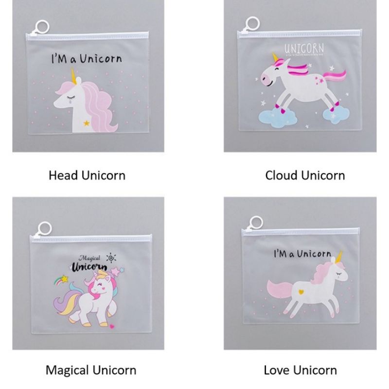 

Tempat Pensil Transparan Unicorn / Map File Unicorn / Zipper Bag