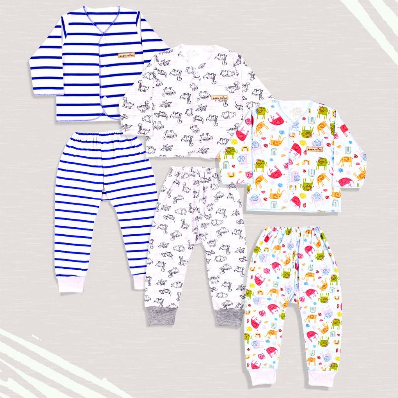Setelan baju bayi panjang motif mix boy Chiyo
