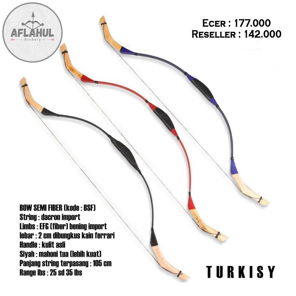 Bow Semi Fiber Aflahul Archery | Olahraga Panahan Murah Busur Panah Horsebow Archery