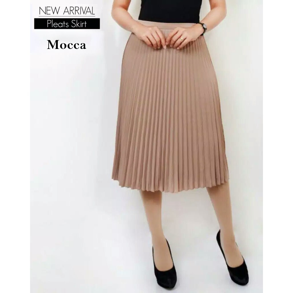 Rok plisket selutut - Rok wanita pleated skirt 1/4