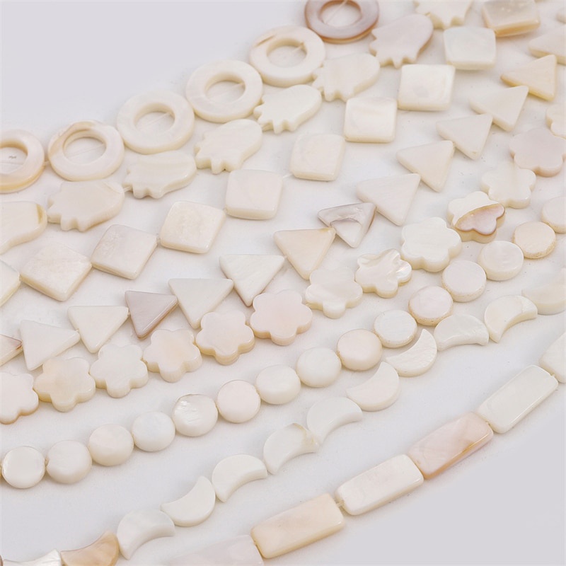 26-40Pcs Natural White Shell Beads Mother Of Pearl Loose Flat Oval Teeth Round Star Nugget Freshwater Chip For Jewelry Making