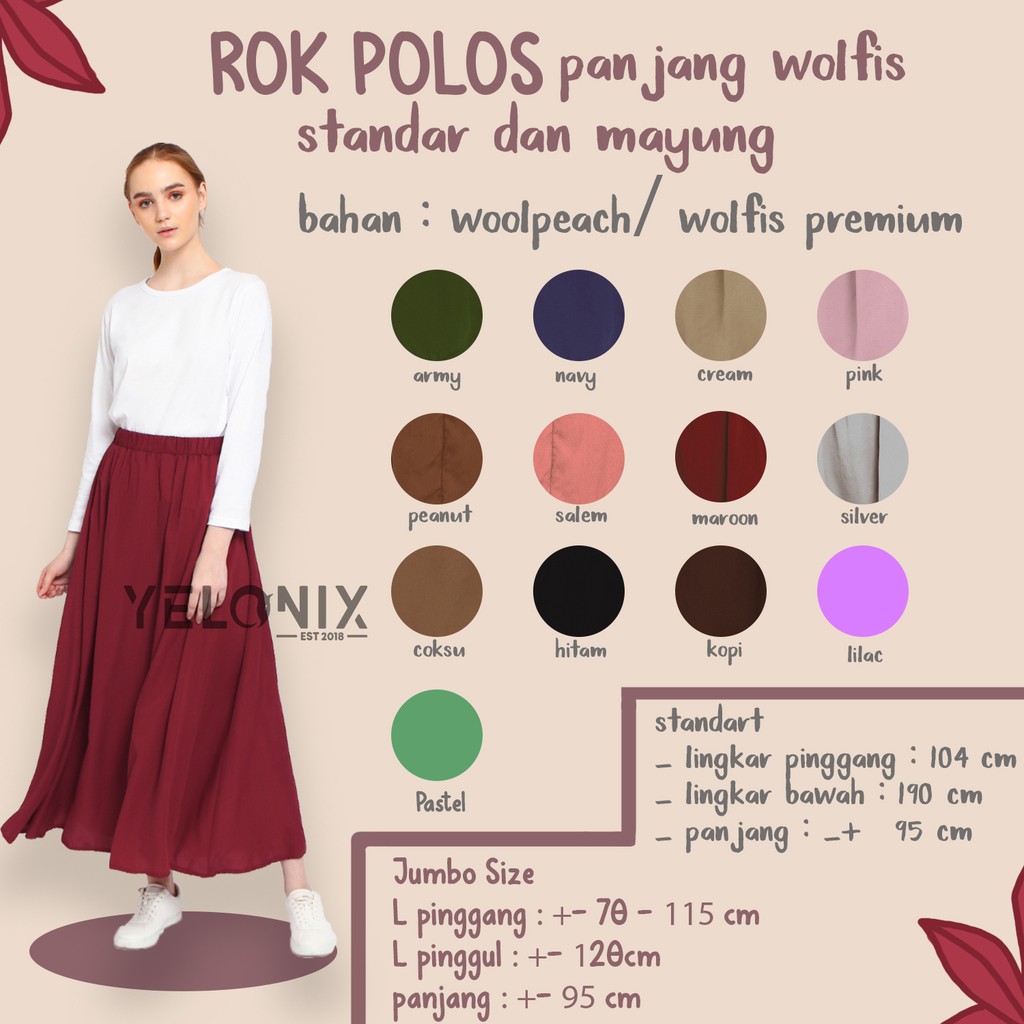 ROK WOLFIS POLOS PANJANG MAYUNG WOLFIS WANITA MUSLIM - YELONIX