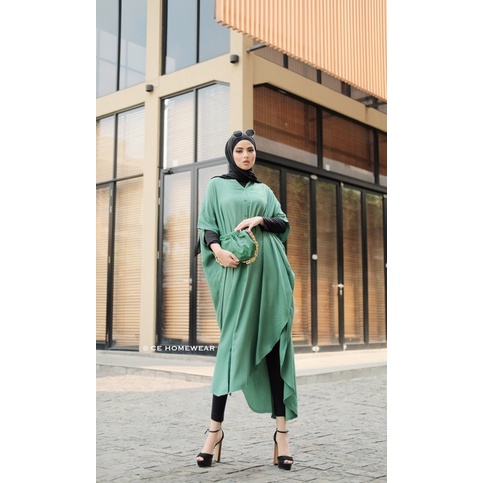 DRESS/DASTER/TUNIK CELV DRESS CE HOMEWEAR - GREEN (BIG SIZE) FREE BELT
