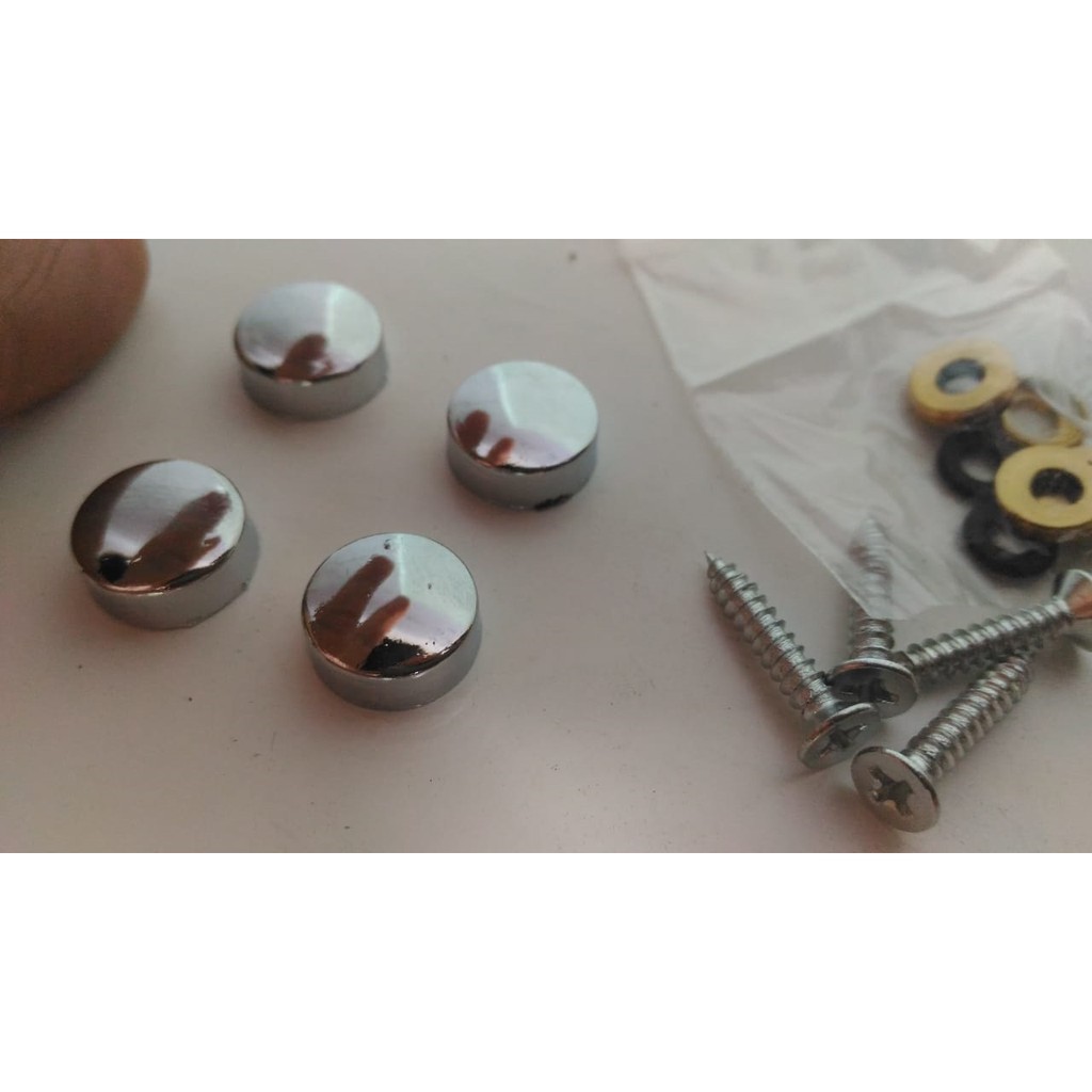 4 x HUBEN SKRUP KACA 12MM DOP SCREW CEMBUNG - SKHF-12 Stainless Steel Cover Cap Glass Mirror Standoff (DIAMETER 1.2 CM)