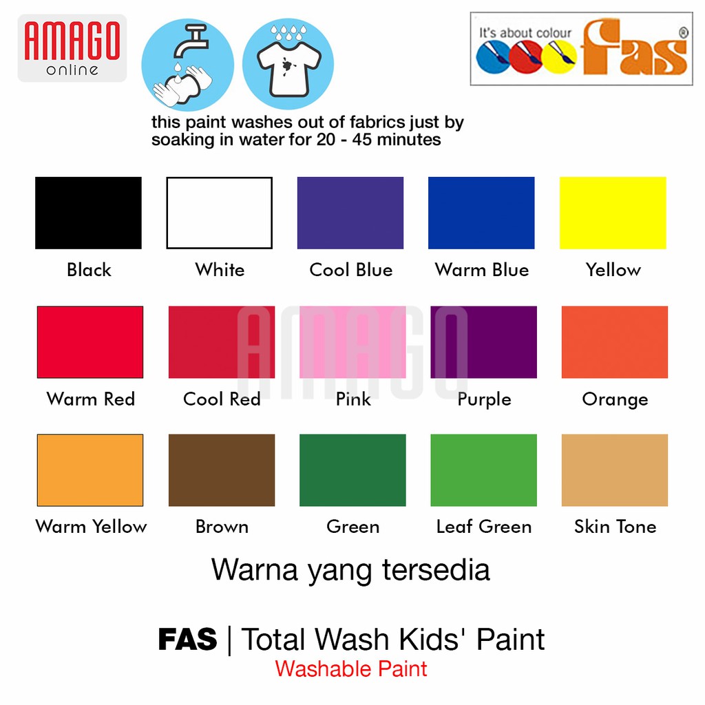 FAS TOTAL WASH POSTER PAINT - 2 LITER - CAT POSTER MUDAH DIBERSIHKAN - PILIH WARNA