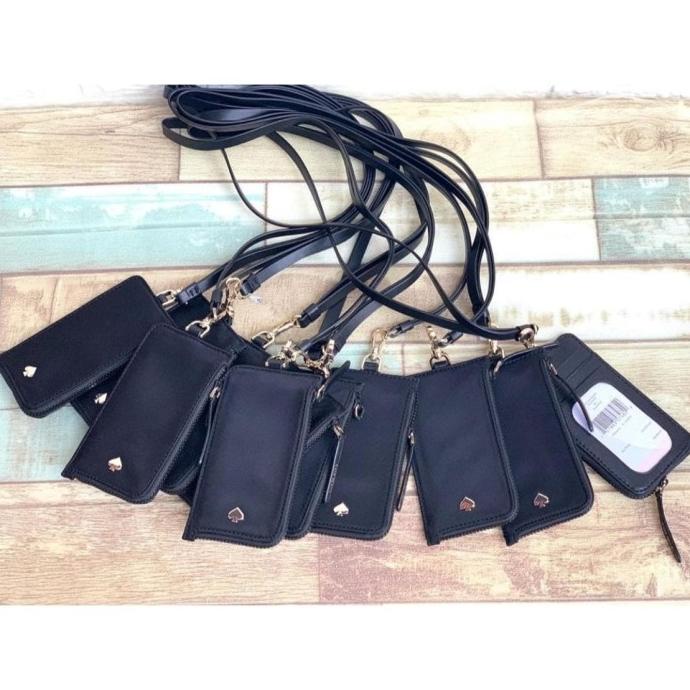

COD gantungan id card holder Kate spade Edria lanyard black nylon ID card PROMOKode 4160