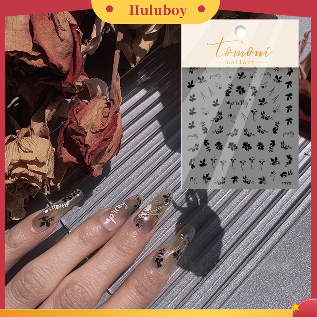 Huluboy Huluboy♡ 1 Lembar Stiker Kuku Motif Bunga Mini Seamless Flexible DIY Untuk Salon