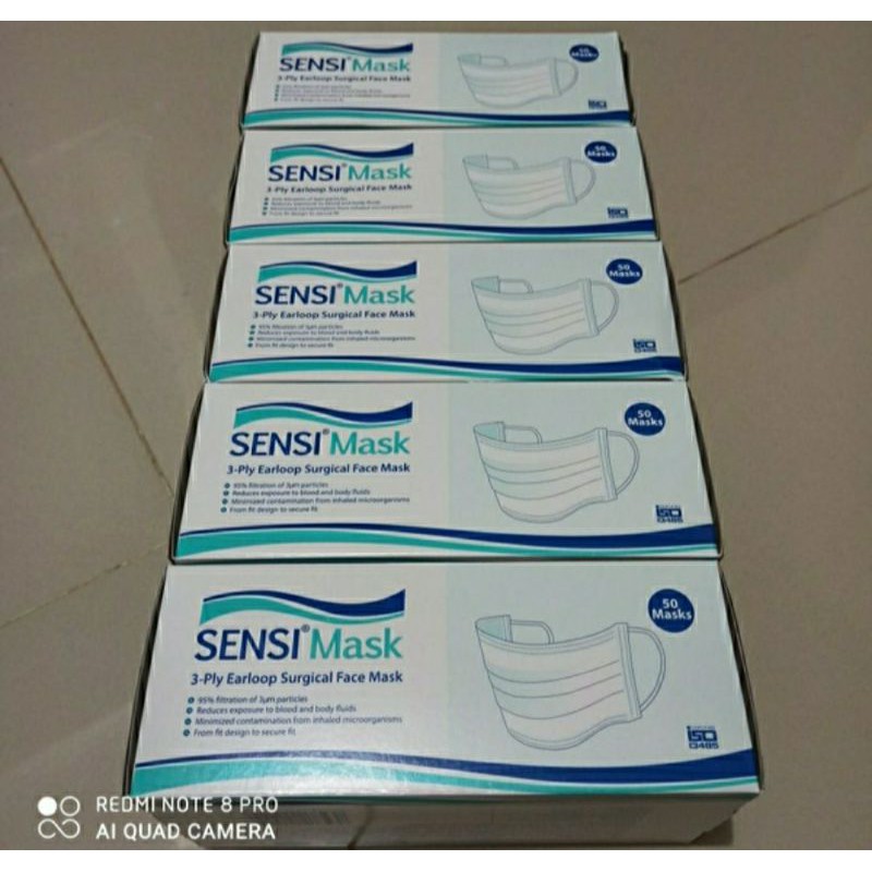 Masker Sensi 3 ply Masker Surgical isi 50 Asli Sensi ada Embos Sensi Masker Earloop