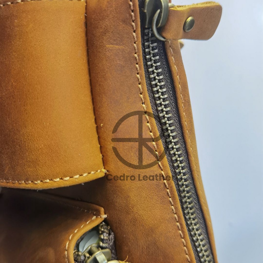 Cedro Leather Tas Pria kulit Asli waistbag hazelnut premium collection