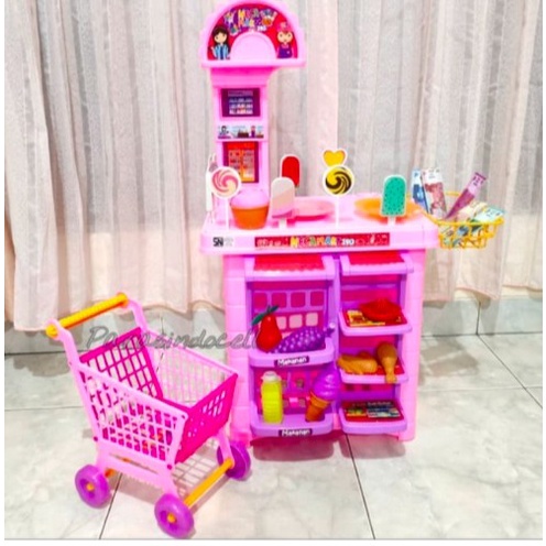54h Mainan Play Market Mega Mart - Mainan Keranjang Trolly Belanja Pasar Re3R0E1604GH