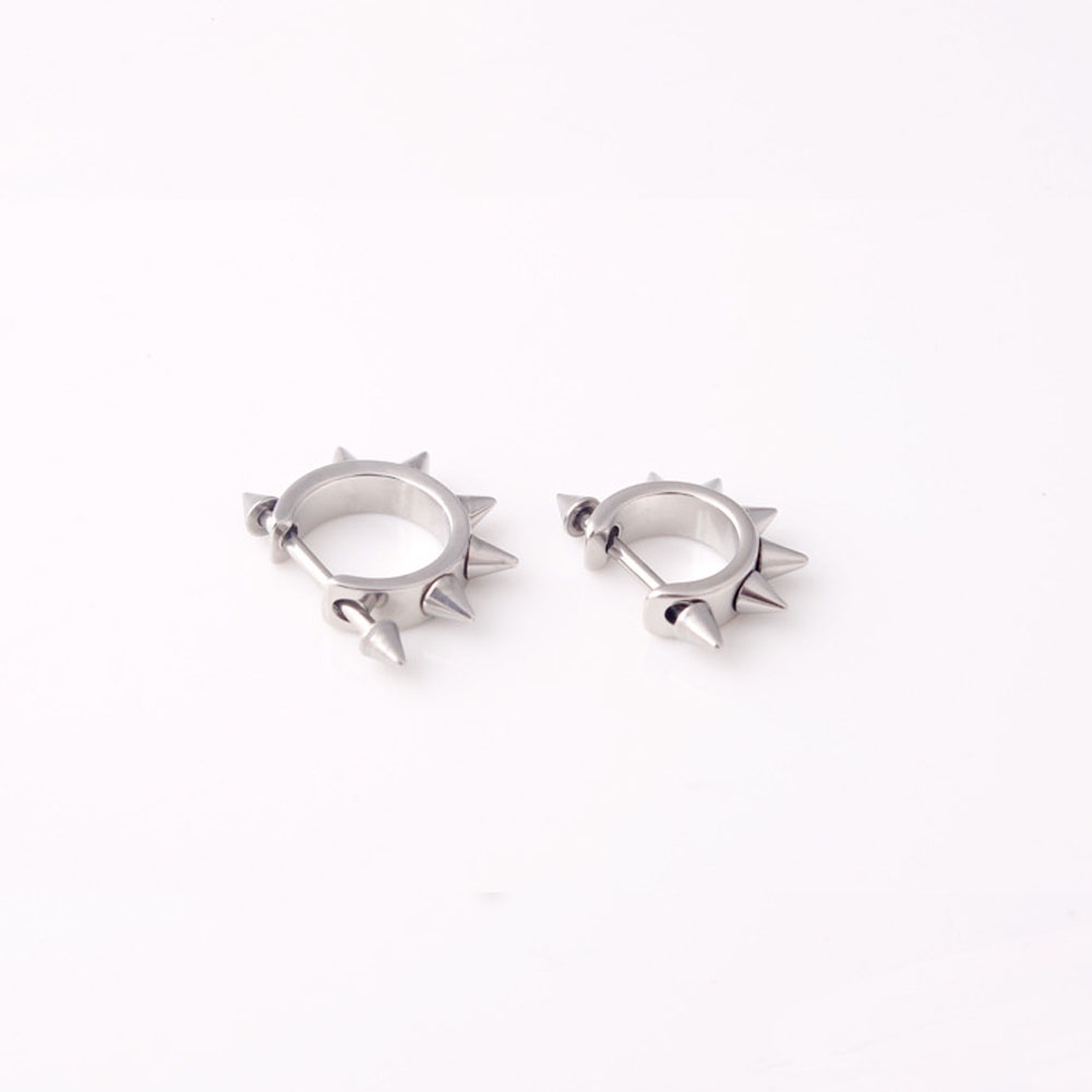 Anting Stud Bahan Titanium Steel Bentuk Kerucut Untuk Pria