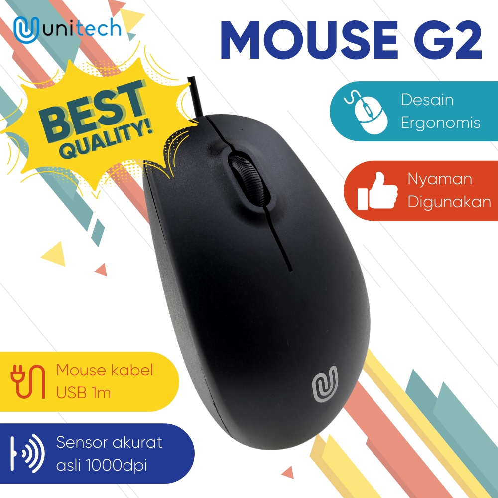 Optical Mouse G2 Unitech Wired Kabel USB 1000DPI