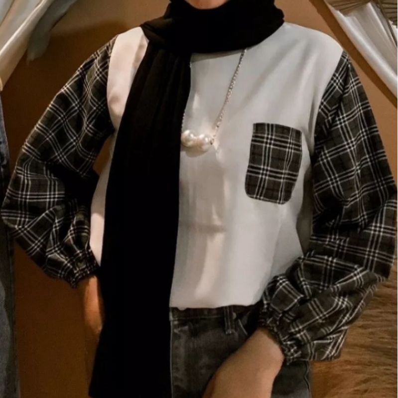 Nara blouse tangan kotak/atasan wanita termurah/baju wanita tangan balon /promo