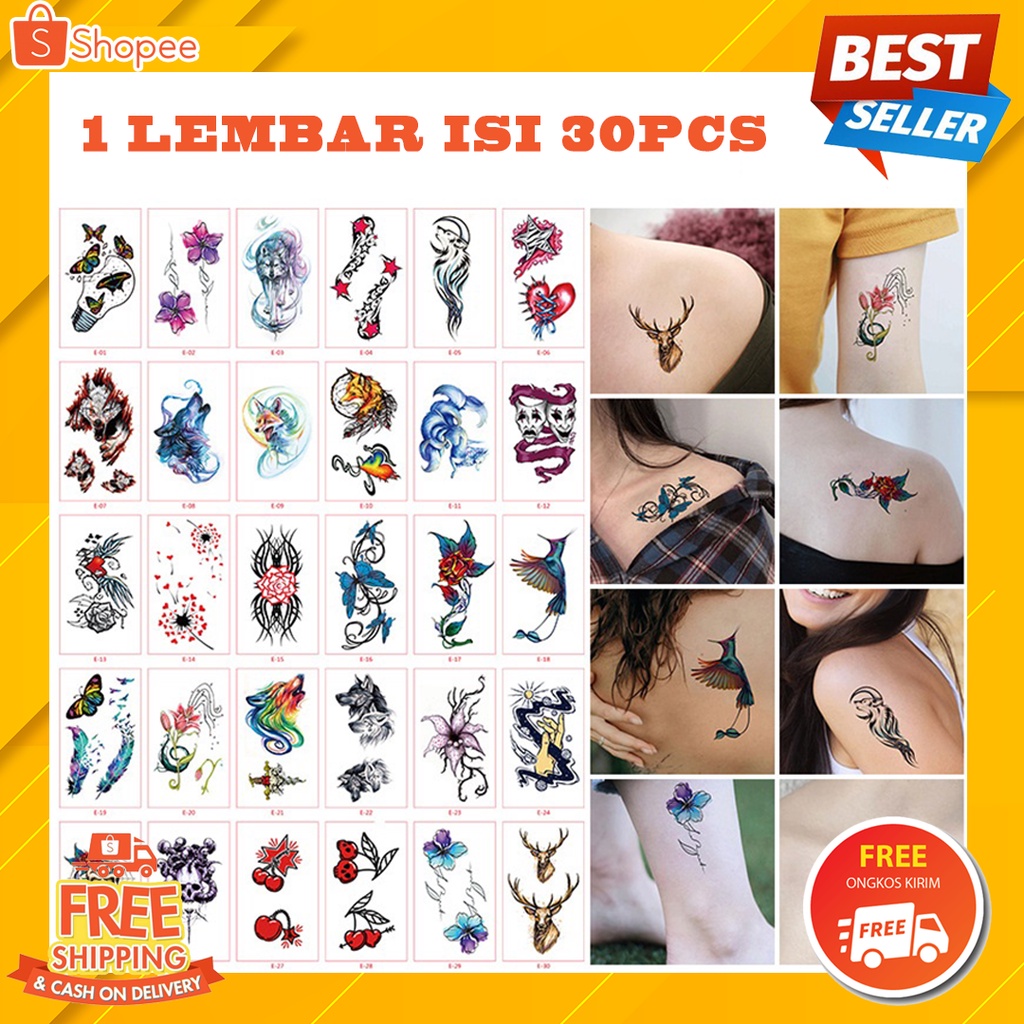 Tato Temporer Wanita Paper Ink Tatto Temporary Pria Pistol Aksessories Kit Tatto Temporari Sticker T