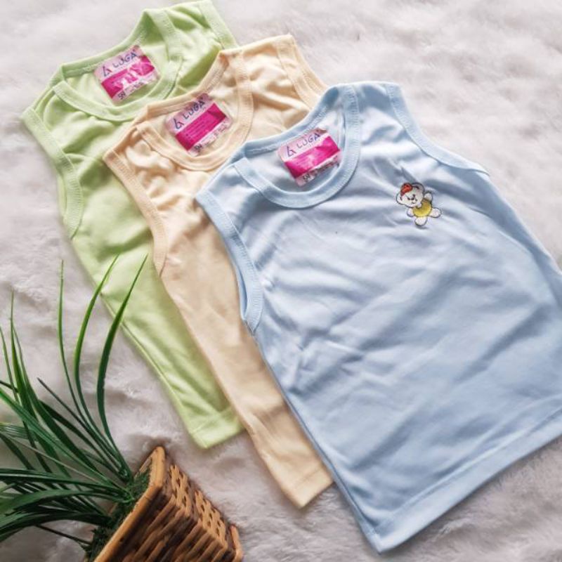 3 Pcs Baju Bayi Lengan Buntung LUGA SNI - Kutang Bayi (Oblong)