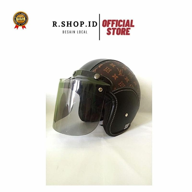 Helm Bogo Dewasa Helm Bogo Wanita Helm Kulit Motif LV