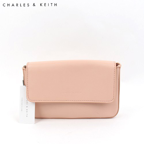 TAS SELEMPANG WANITA CHARLES & KEITH CLUTCH CNK-6012 PEACH ORIGINAL IMPORT BATAM TERMURAH