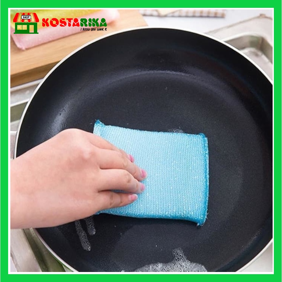 KOSTARIKA Spon Busa Cuci Piring Panci GOOD WIFE Serbaguna Set 5 Pcs Warna Campur Spons Cuci Piring Sponge Busa Dapur
