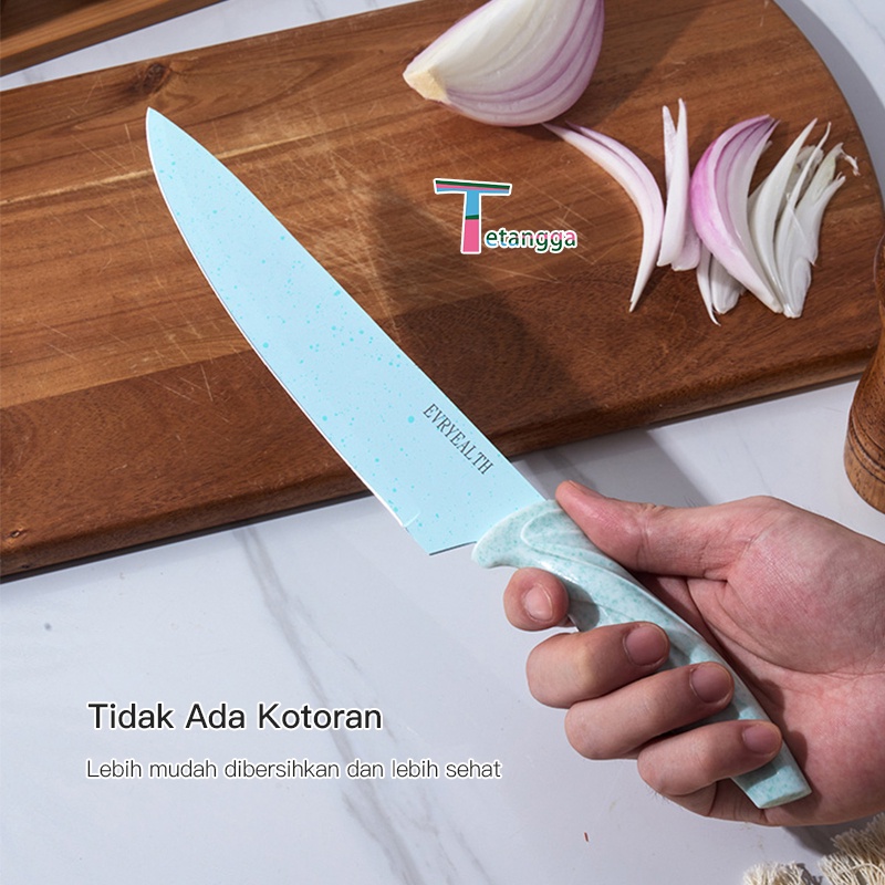 Set Pisau Daging Premium  6 in 1 Set Knife Hadiah Pisau Set Baja Karbon Pisau Logam Keramik Ceramic Peeler