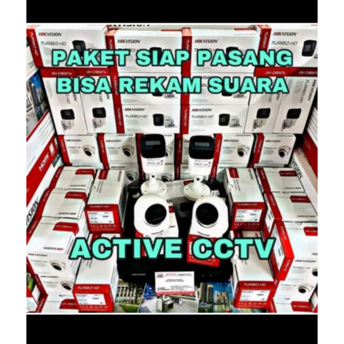 paket camera cctv 4 kamera hikvision 5mp audio build built in mic 8 channel ch bisa rekam