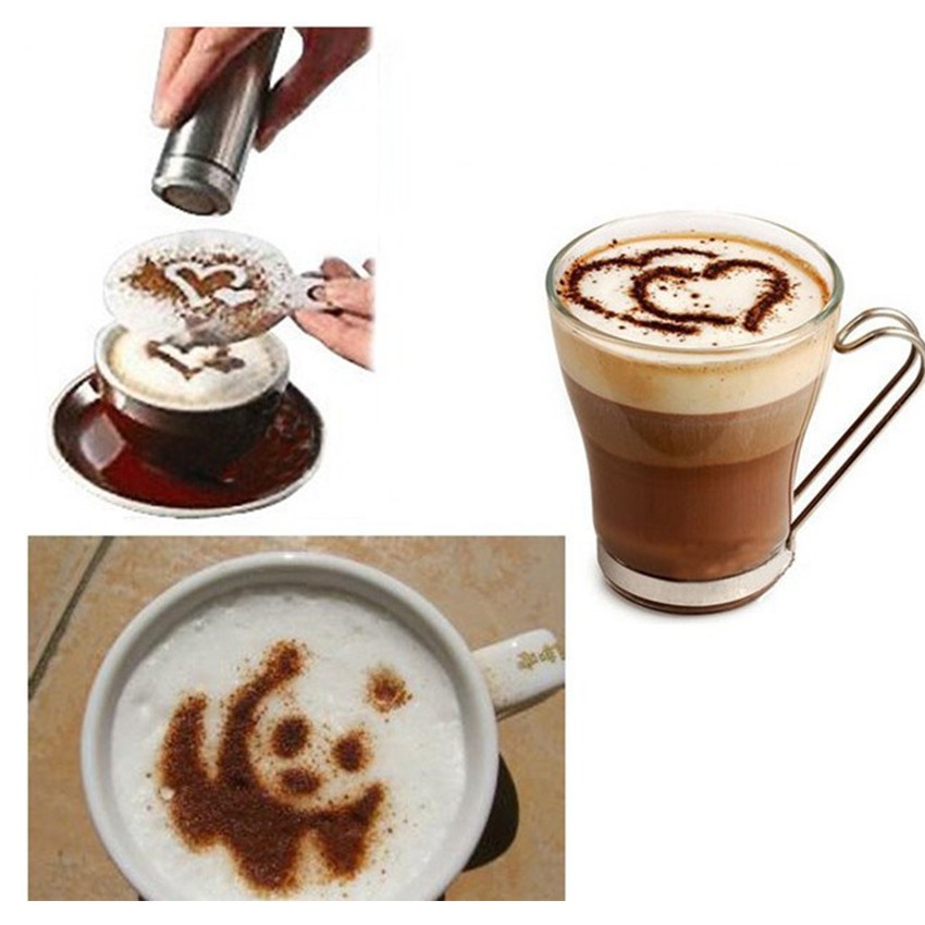 Cetakan Busa Foam Kopi Latte Art Set 16 PCS / Coffee Latte Printer / Penabur Bubuk Kopi