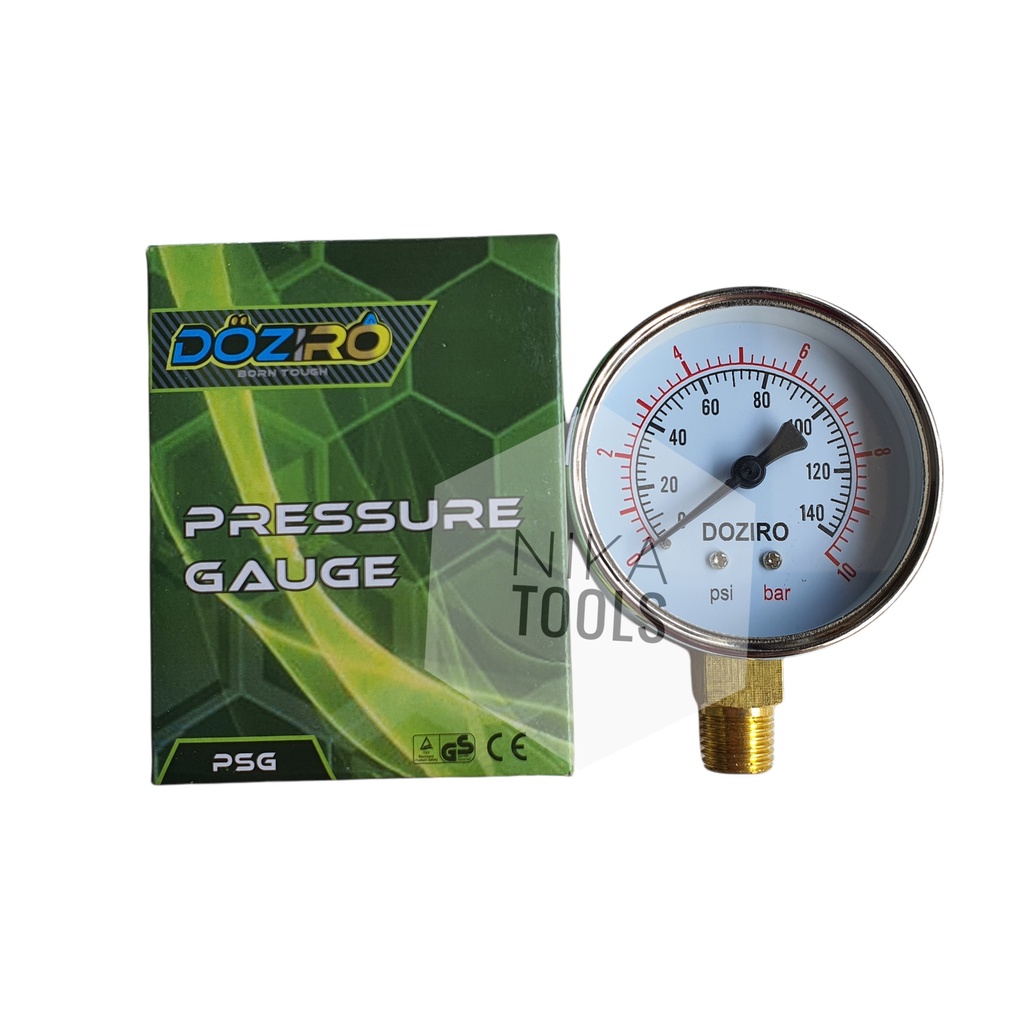 Pressure Gauge 10Kg Manometer Alat Ukur Tekanan Angin Doziro