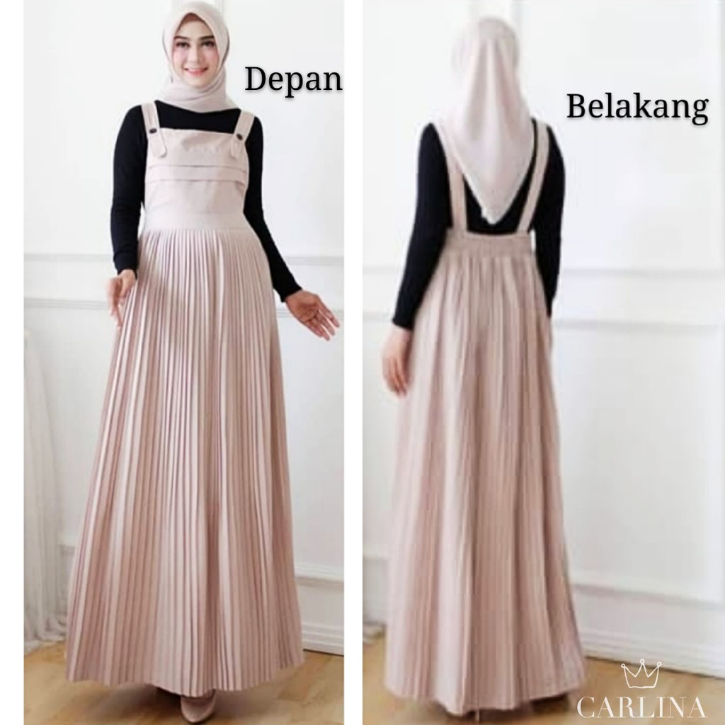 Paling Inspiratif Gamis  Overall Plisket  Retired and Crazy