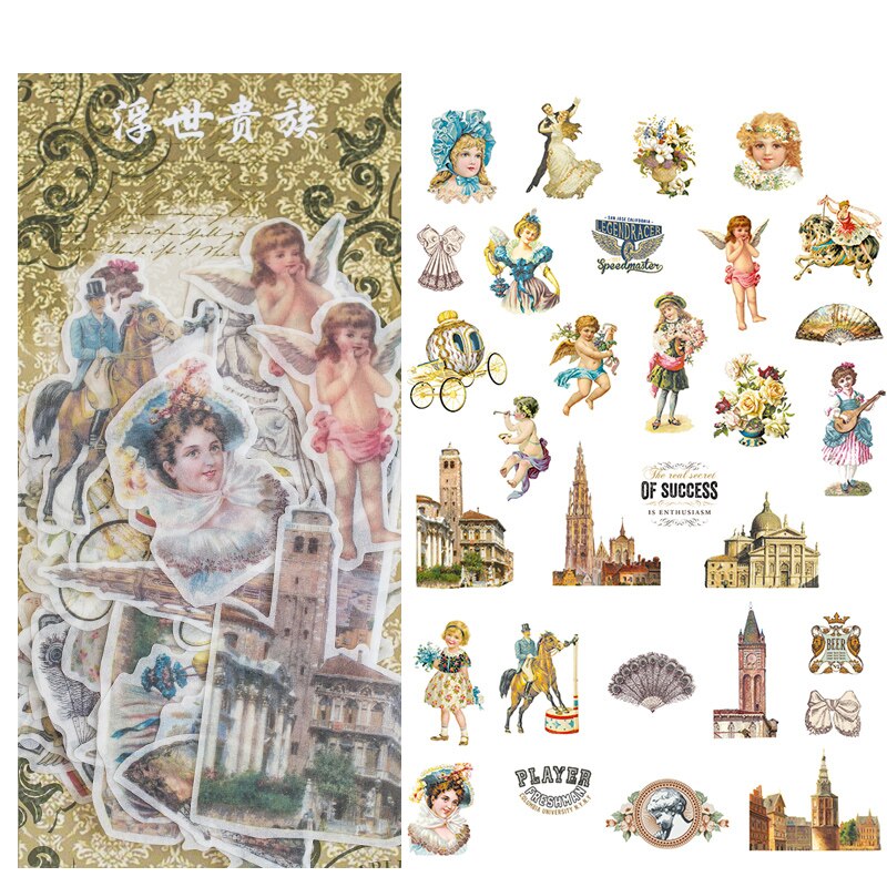 Journamm 60pcs Vintage Plant Stickers Deco Journaling Stationery Washi Paper Retro Material Flowers Leaves Plants Deco Stickers-G