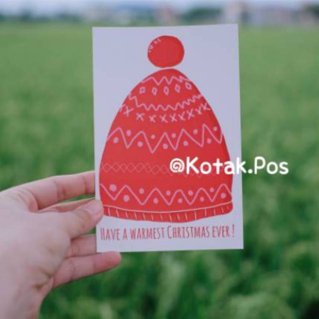 

CHRISTMAS BEANIE HAT KARTU POS POSTCARD SURAT FILATELI POSTCROSSING SWAP UCAPAN SNAIL MAIL NATAL