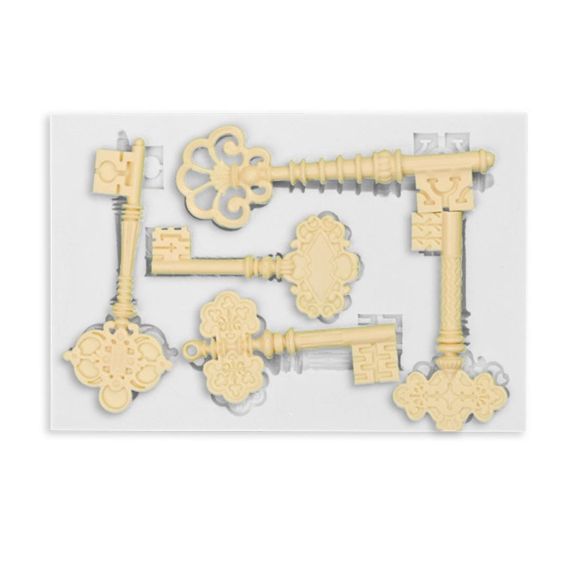 Glitter 3Pcs Key Shape Silicone Mold DIY Cupcake Cake Mold Earrings Resin Casting Molds