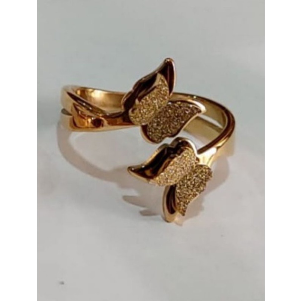 Cincin Titanium Wanita Original Model Kupu-Kupu Double