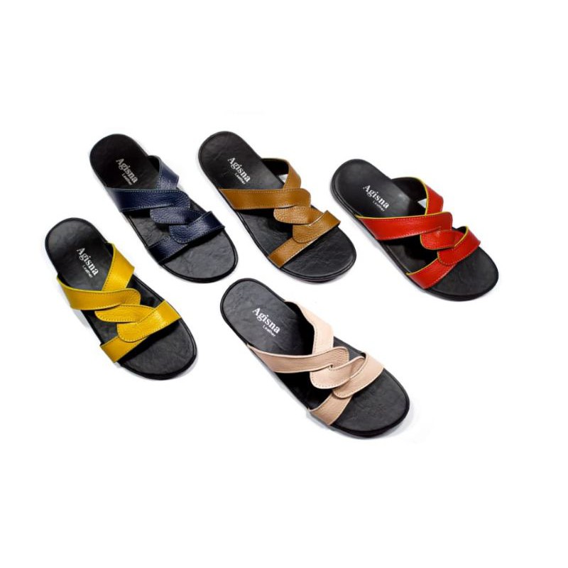 sandal kulit wanita teplek insol hitam