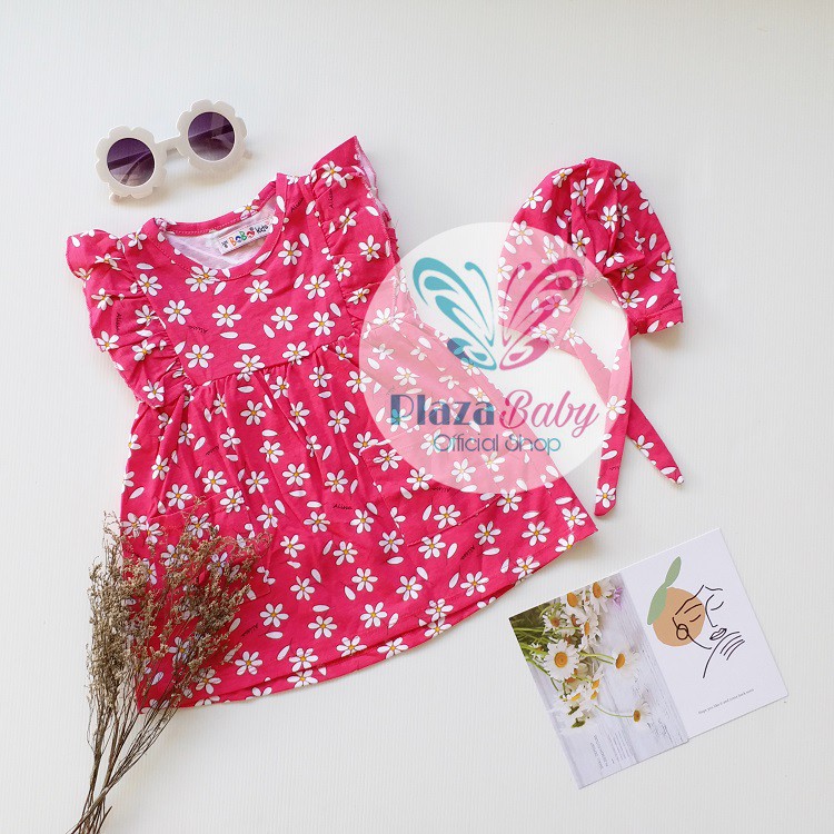 plazababyku MX DRESS RICHELLE TURBAN KENSI dress bayi bunga 3-18 bulan Free Turban
