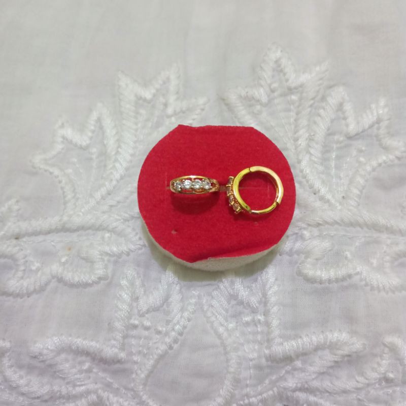 anting jepit ring permata tiranium gold