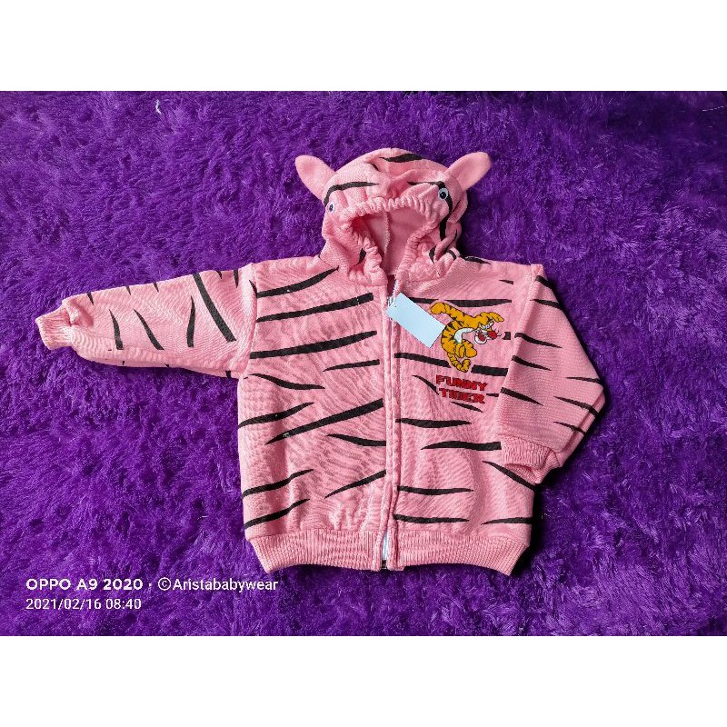 HBcollection - jaket bayi topi kerut motif baby tiger