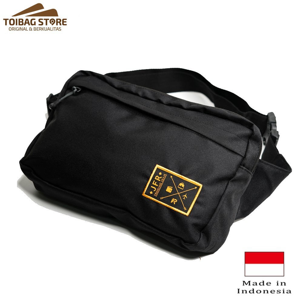 Waistbag Waist Bag Pria Cowok Laki-Laki Tas Pinggang Travel Murah Branded JFR JT03 Black ORIGINAL