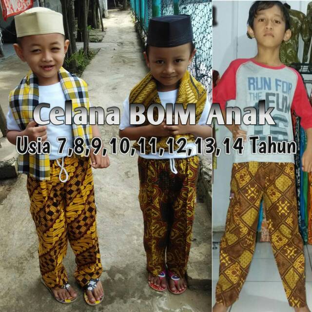 CELANA BOIM ANAK , CELANA BATIK ANAK , CELANA KOLOR ANAK , CELANA ANAK BETAWI