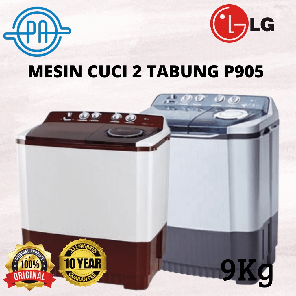 MESIN CUCI 2 TABUNG LG 9KG P9050R / P 9050RTB / P9050R 9KG TWIN TUBE