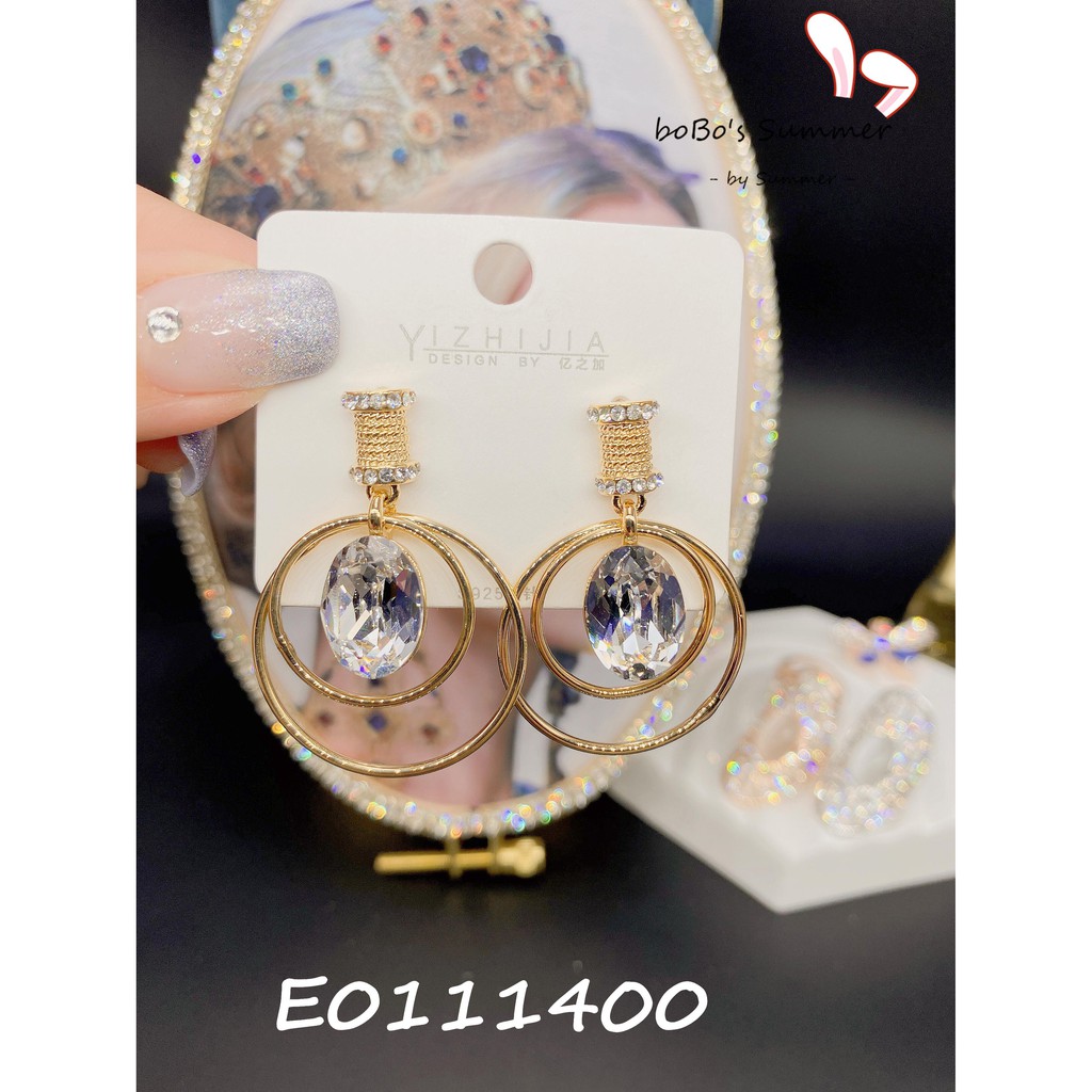 Anting Pesta Emas Hollow Kristal Zircon Tusuk Silver 925 Aksesoris Style Korea Premium