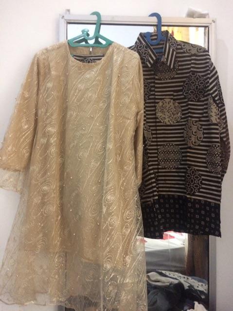 Couple Batik Shofia Brokat Tile Mutiara Original