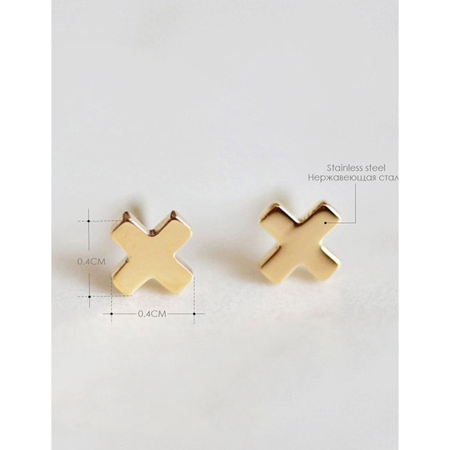 LRC Anting Tusuk Fashion Steel Color Stainless Steel Cross Stud Earrings F59830