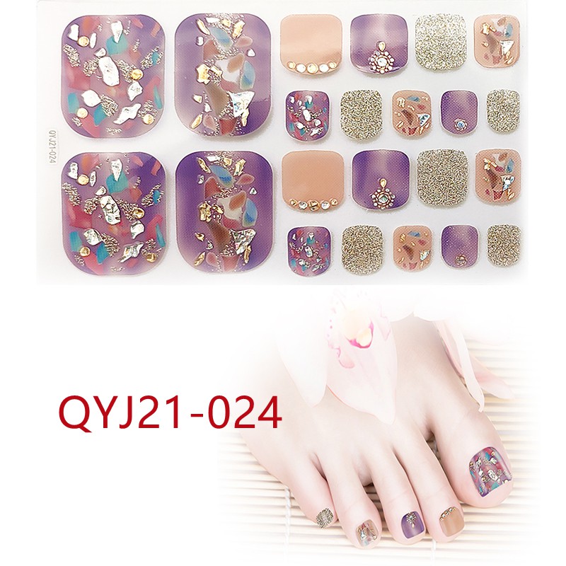 Qyj21-021 - 040 22pcs / Lembar Stiker Kuku Kaki 3d Diy Untuk Nail Art