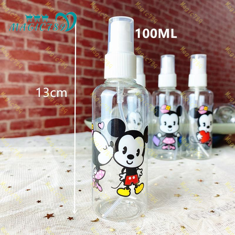 Magic789 Botol Spray Kosong 100ml Bahan Plastik Desain Kartun Mickey/Minnie Mouse